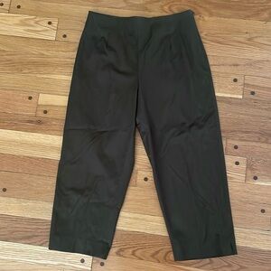 Sharon Endick Kate Cropped Capri Pants Side Zip Olive Army Green Women 10